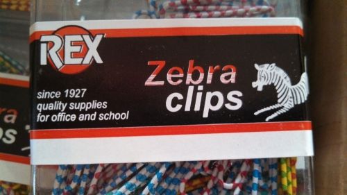 REX Zebra Paper Clips 1 1/4&#034; standard mixed color 200 NEW