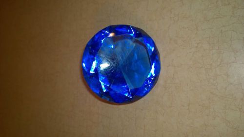 Blue Crystal 3.25&#034; Optic Diamond Heavyweight Glass Paperweight