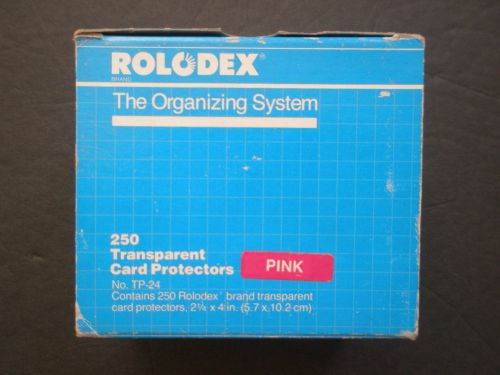 Rolodex 250 Transparent Card Protectors 2.25&#034; x 4&#034; TP-24 150 Pink and 100 Blue