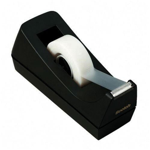 Desk Tape Dispenser Core Black Nonskid Base One-hand Dispensing C38-bk