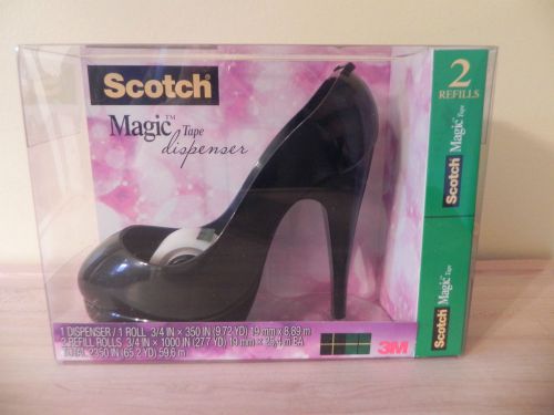 Scotch &#034; Black Stiletto High Heel &#034; Shoe Tape Dispenser W/ Refills, New in Box