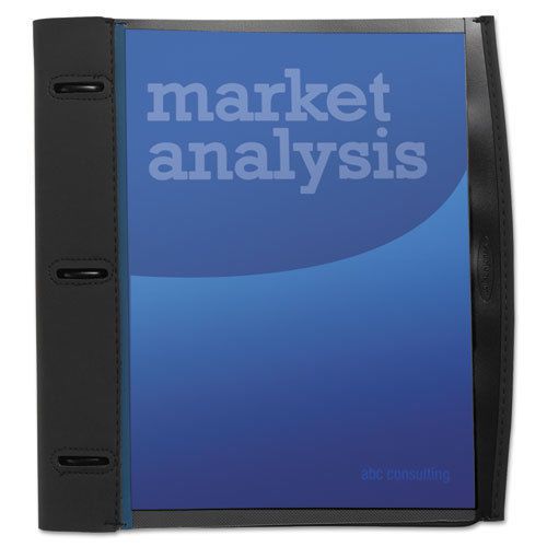 Smart-View Three-Ring Report Cover, Letter, Holds 40 Pages, Black/Blue