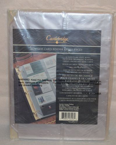 Castlebridge Business Card Binder Refill Pages 10 Vinyl Sheets New NIP 930-339