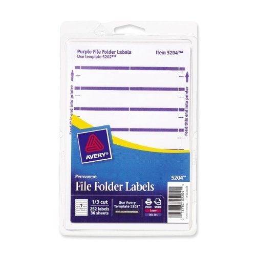 Avery filing label - 0.69&#034; width x 3.44&#034; length - 252 / pack - (ave05204) for sale
