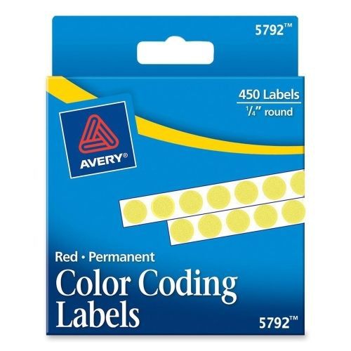 LOT OF 4 Avery Round Color Coded Label - 0.25&#034;D - 450/Pk -Circle -Yellow