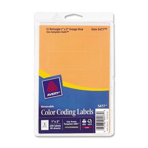 Avery Color Coding Label - 1&#034; Width X 3&#034; Length - 200 / Pack - (ave05477)