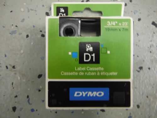 DYMO D1 White &gt; Black Label Cassette Tape 3/4&#034; X 23&#039;    (A43)