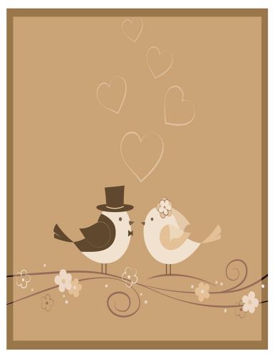 25 SHEETS BIRDS WEDDING PAPER Use With Printers, Craft Projects, Invitations