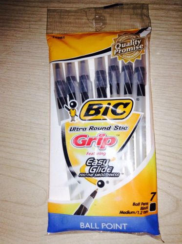 Brand New Bic Ultra Round Stic Grip Black Pens