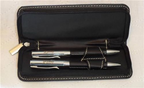 Coca Cola Pen Pencil Set Faux Leather Coke Zip Carry Case Black