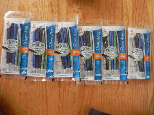 30 papermate mechanical pencils(6x 5 pk) #2 0.7mm-refillable-smudge res, erasers for sale