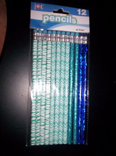 &#034;JOT&#034; #2 Pencils ASSORTED BLUES W/ DESIGNS~~-NEW