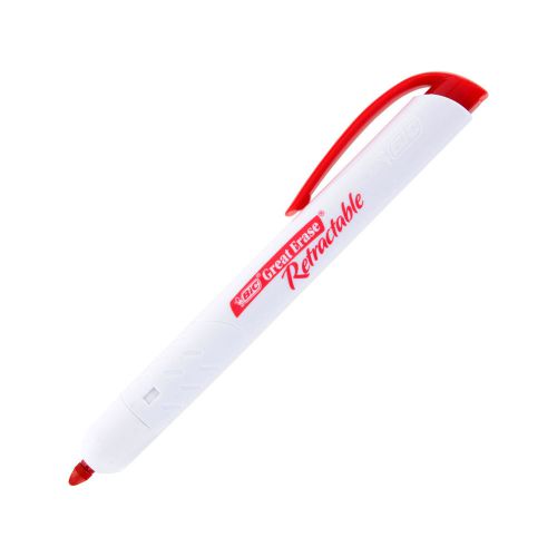 BIC Great Erase Retractable Dry Erase Markers Fine Point, Red DZ