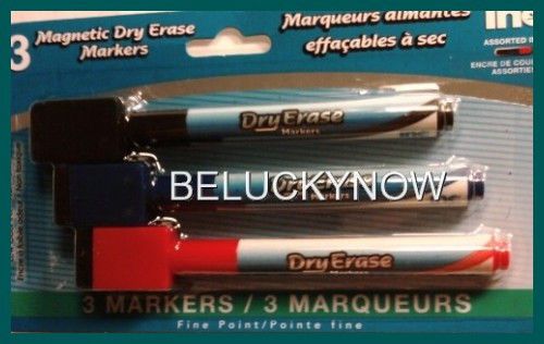 One Pack (3) Inc. Magnetic Dry Erase Markers Assorted Ink Fine Point   Office
