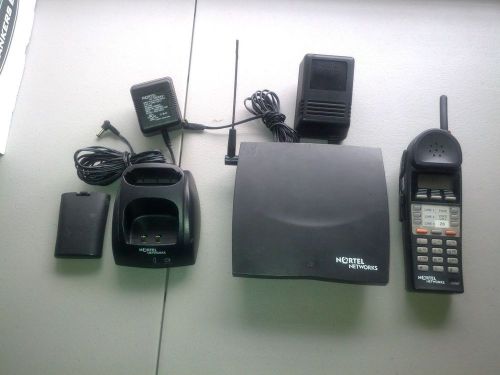 Nortel Norstar T7406 Cordless Handset, Wall Base, Charger, Battery - Charcoal