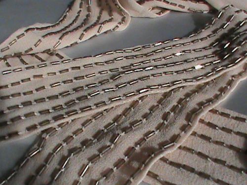 ABERCROMBIE &amp; FITCH 100% silk beige beaded oblong scarf 2 1/4&#034; x 72&#034; NWT women&#039;s