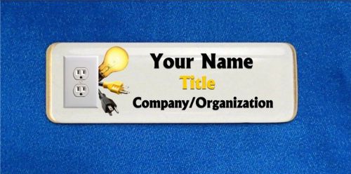 Electrician Custom Personalized Name Tag Badge ID Electrical Tech Power Company