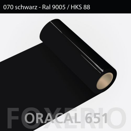 Film Adhesif 651-070 Noir Brillant Feuille 63cm x 20m Oracal PVC Traceur