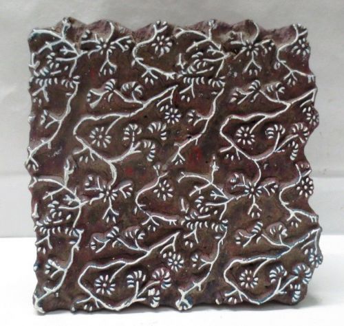 INDIAN WOODEN HAND CARVED TEXTILE PRINTING FABRIC BLOCK STAMP UNIQUE IMPRESSION