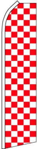 &#034;RED &amp; WHITE CHECKER&#034; 16&#039; ft flag swooper banner super advertising sign ckrd