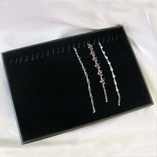 14&#034; Wood Velvet Bracelet Jewelry Display Showcase Tray