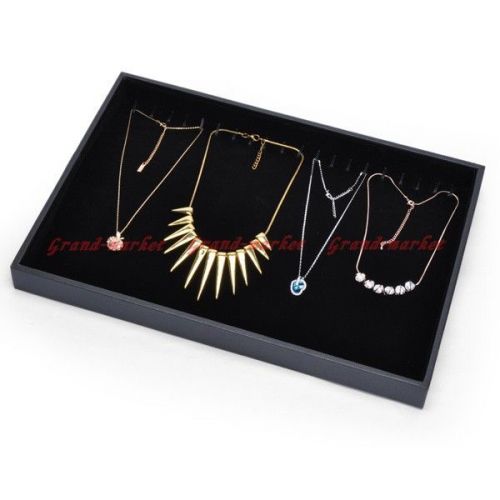 Black Velvet Necklace Pendant Jewelry Show Case Box Organizer Holder Display