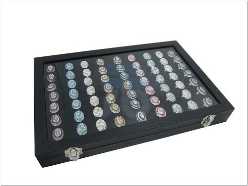 GLASS TOP BLACK RING DISPLAY CASE BOX TRAY SHOWCASE XL