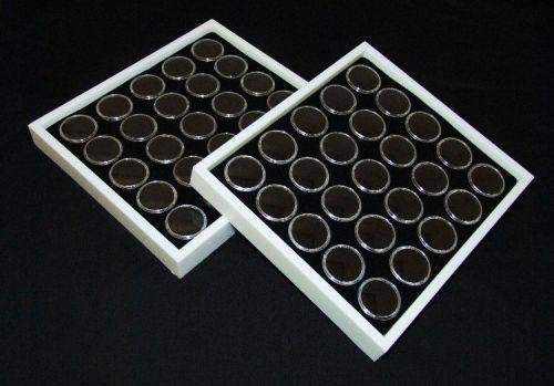 2 PACK GEM TRAY STACKABLE 25 SPACE BLACK FOAM &amp; WHITE TRAYS
