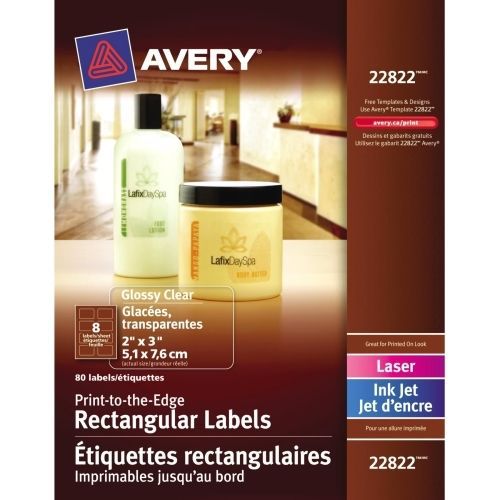 Avery Easy Peel Rectangle Label - 2&#034;Wx3&#034;L -96/Pack -Inkjet, Laser -Clear