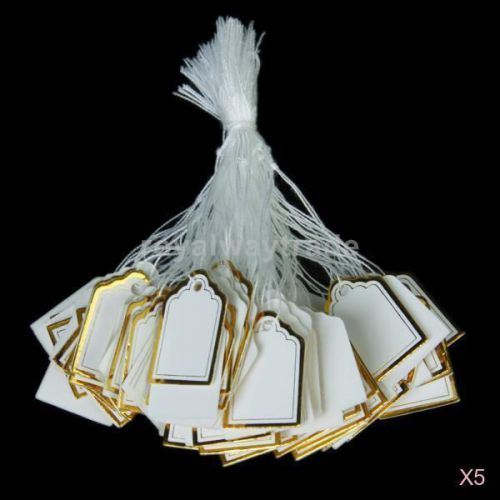 2500x Merchandise Price Tags Label Tie String Strung Jewelry Watch Earring-Gold