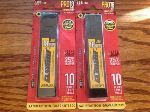 Lot of 2 OLFA LBB-10B PRO18mm Heavy Duty Snap Off Replacement Blades #9070