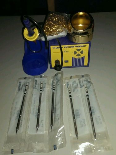 Hakko soldering station w/tips, holder and cleaner for sale