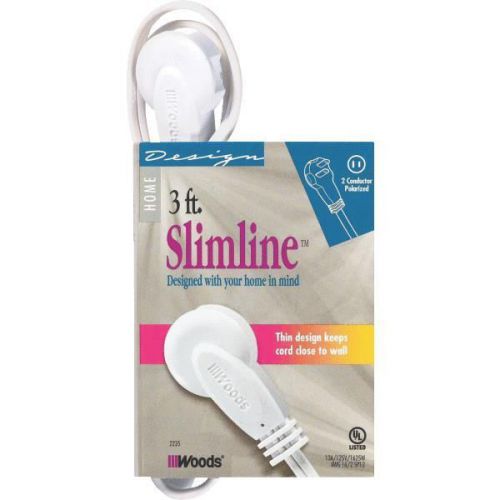 Woods Ind. 2235 3&#039; White Slimline Extension Cord-3&#039; WH SLIMLINE CORD
