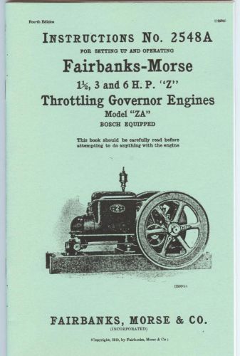 Fairbanks-Morse Z Style ZA  Engine Instruction Manual 1 1/2 to 6 HP 2548A