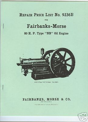 Fairbanks-Morse  80 HP NB Oil Engine Repair Parts Price List