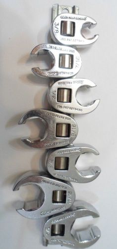 SNAP ON 7 Piece Crowfoot Flare Nut Wrench Set 3/8&#034; Drive 6 Point 3/8&#034; thru 3/4&#034;