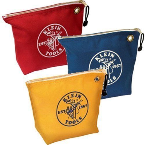 Klein Tools 5539CPAK Set of Three (3) 8 x 10 Canvas Zipper Bags Assorted Colors