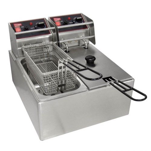 Cecilware commercial s/s countertop electric 2 deep fryer 15 lbs cap nsf el2x15 for sale