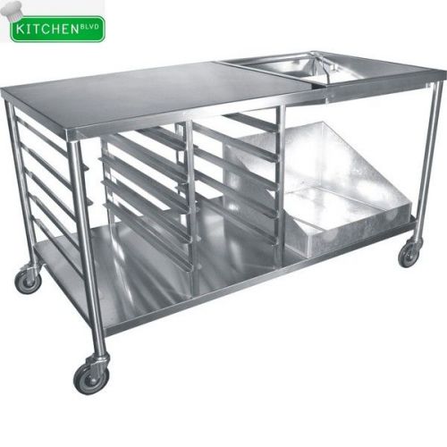 Stainless steel donut table w/ glaze dipper (66&#034; x 34&#034;) for sale