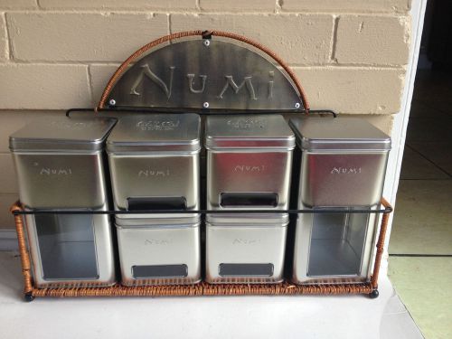 NUMI Organic Tea Loose Leaf tea or Tea bags Display Rack with 6 Canisters