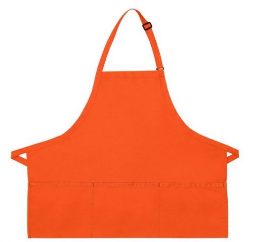 Orange bib apron 3 pocket craft restaurant baker butcher adjustable neck usa new for sale