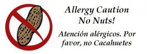 90 allergy caution labels.  No nuts peanuts.  Peel &amp; Stick.  Spanish &amp; English