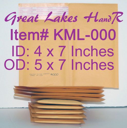 100 Self-Sealing Kraft Bubble Padded Envelope Mailers, size KML-000 OD: 5” x 7”