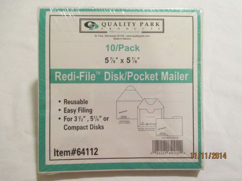 Quality Park Disk Pocket Mailer 10 Pack 5 7/8&#034; X 5 7/8&#034;