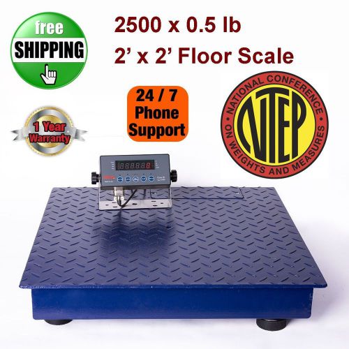 New NTEP 2500lb/0.5lb 2&#039;x2&#039; Heavy Duty Floor Scale w/ Stainless Steel Indicator