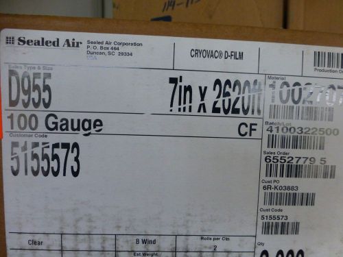 2 Cryovac D Film Sealed Air Shrink Packaging film D955 7&#034;X2620&#039; B Wind 100ga