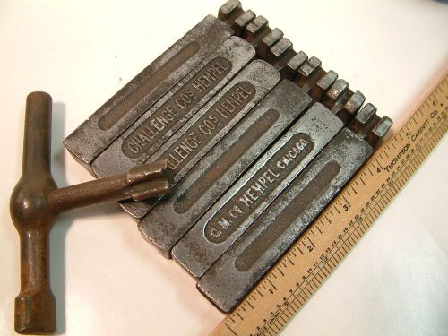 6pair large no 2 challenge hempel wedge quoins &amp; matching key letterpress type for sale