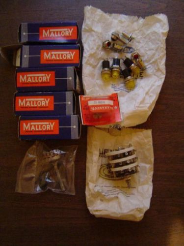 Lot of NOS Mallory Rotary Switches Yellow Panel Lamps Resistors Components NR