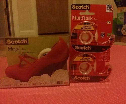 Scotch Tape Magic Red Shoe Dispenser 3/4 x 350 inches with extra 2 tapes
