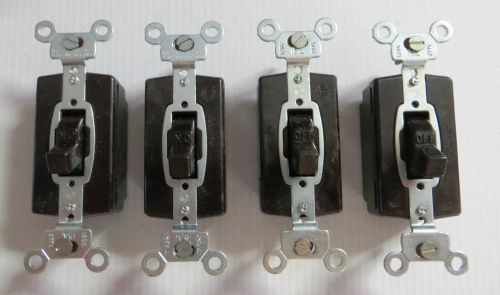 4 Vintage Hubbell Brown Electric Unused Switches 15 Amp 120 Volt Single Pole